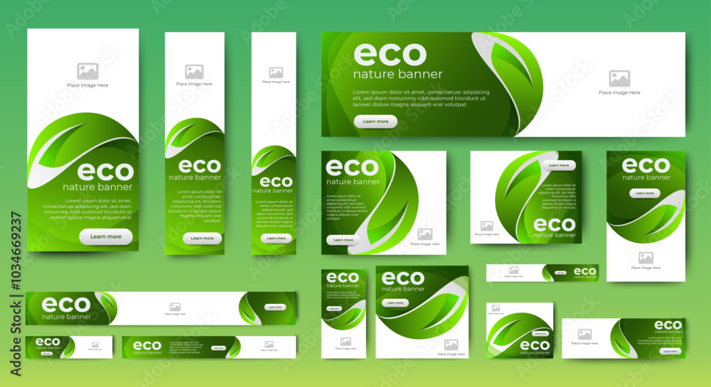 Canvas Prints green banner design web template set, horizontal header web banner. modern gradient green cover head