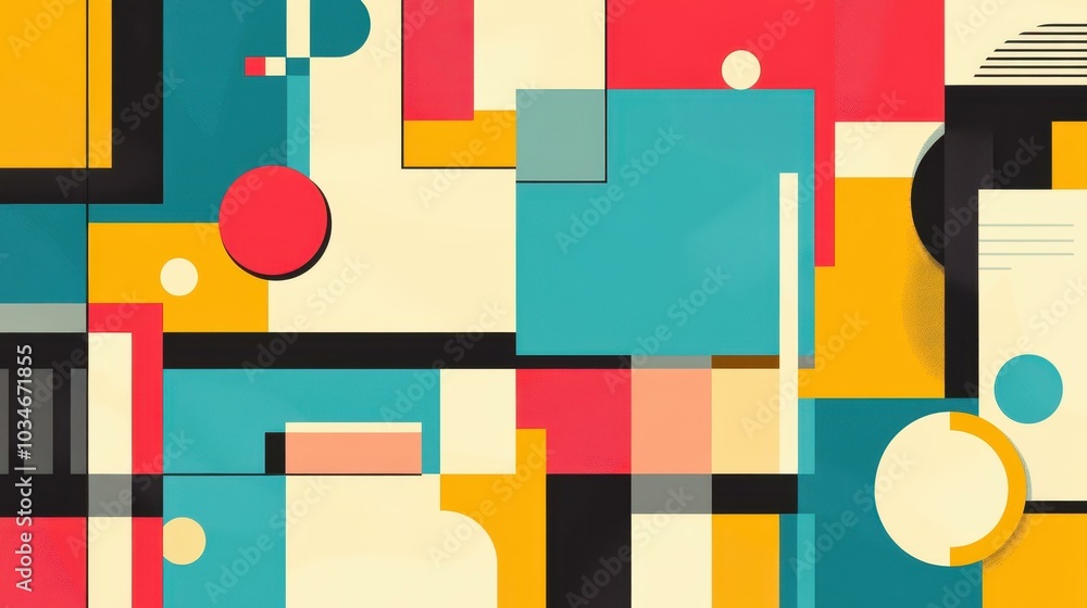 Poster discover a vibrant abstract design that fuses playful shapes and textures within a unique blend of m