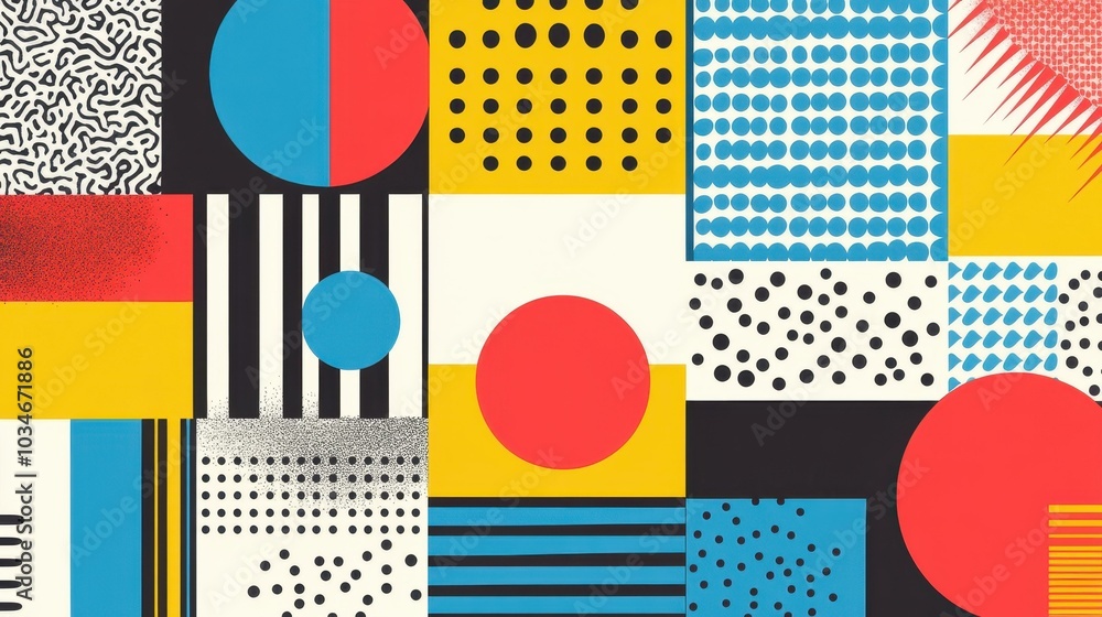 Poster experience the allure of retro patterns, combining vivid shapes and textures for an eyecatching, uni