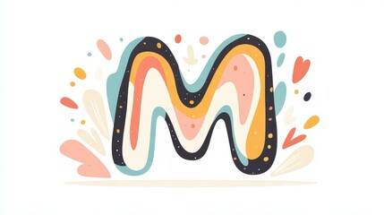 Obraz premium A unique D logo design features the letter M, combining modern style with playful textures for a vibrant look.