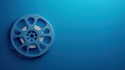 Obraz premium Stunning isometric film strip design with a chic modern look against a blue backdrop, perfect for creative brochures and movie concepts.