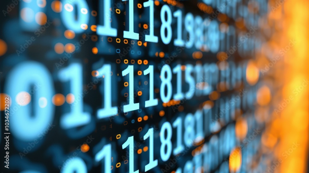 Poster dive into a stunning blue 3d binary code display, the perfect blend for cybersecurity enthusiasts an