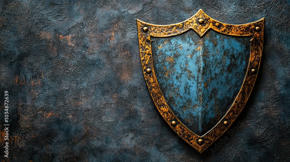 Poster shield symbolizing protection security and defense the image features an empty blank space for text 