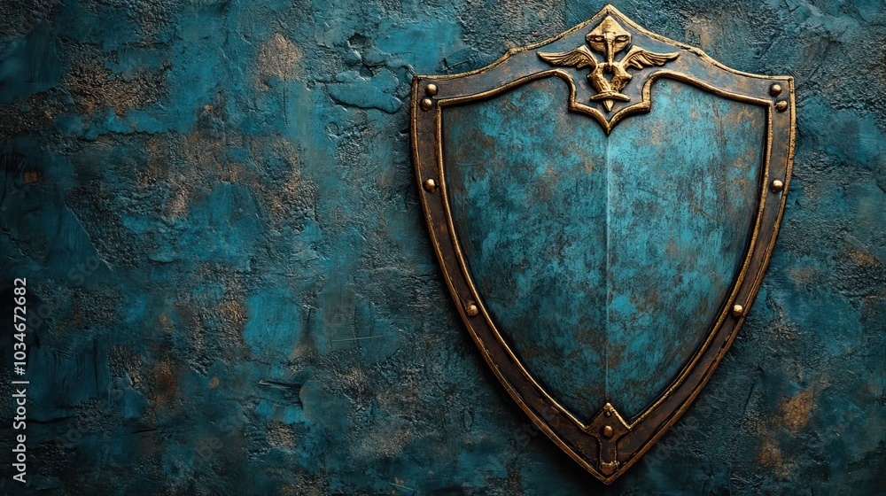 Poster shield symbolizing protection security and defense the image features an empty blank space for text 