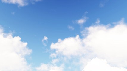 A bright blue sky with fluffy white clouds on a sunny day. Weather forecast
