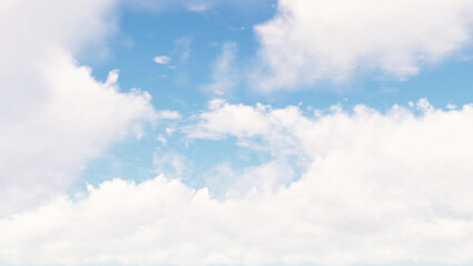 A bright blue sky with fluffy white clouds on a sunny day. Weather forecast