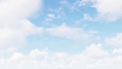 A bright blue sky with fluffy white clouds on a sunny day. Weather forecast