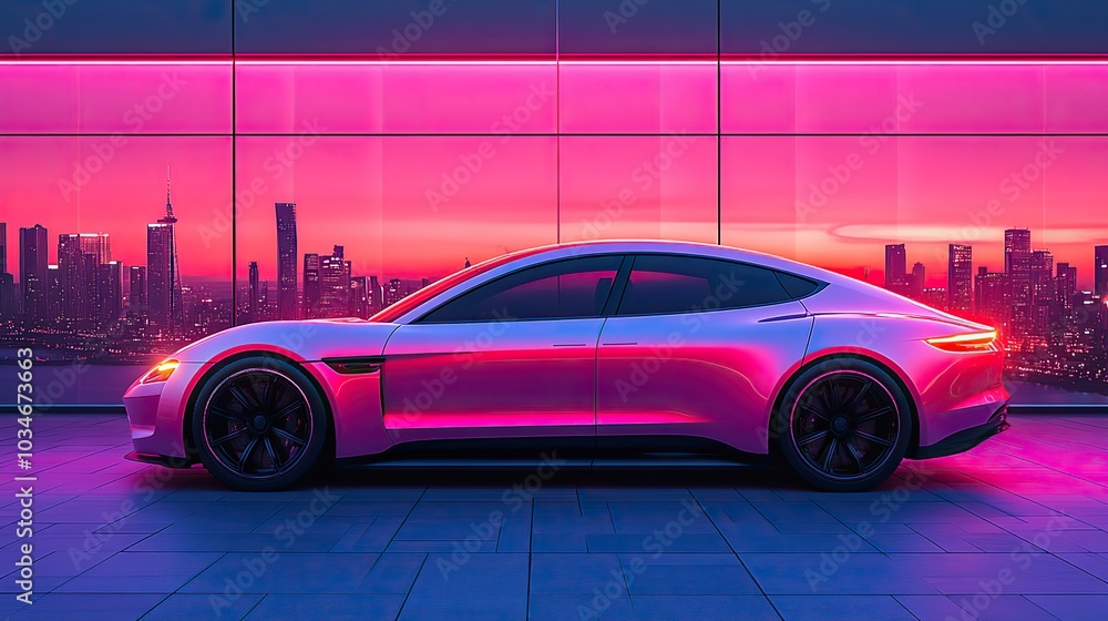 Poster sleek modern ev against clean minimalistic background this image represents the intersection of tech