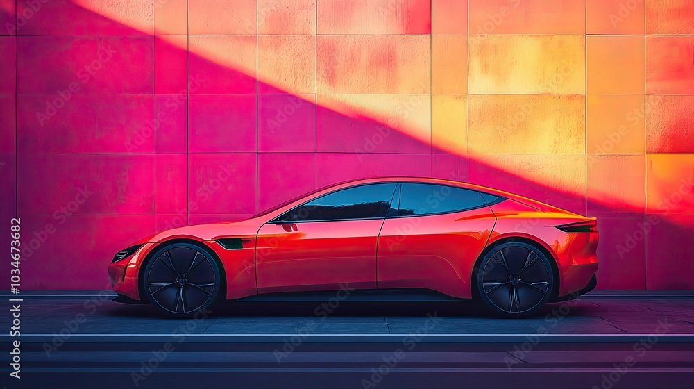 Poster sleek modern ev against clean minimalistic background this image represents the intersection of tech