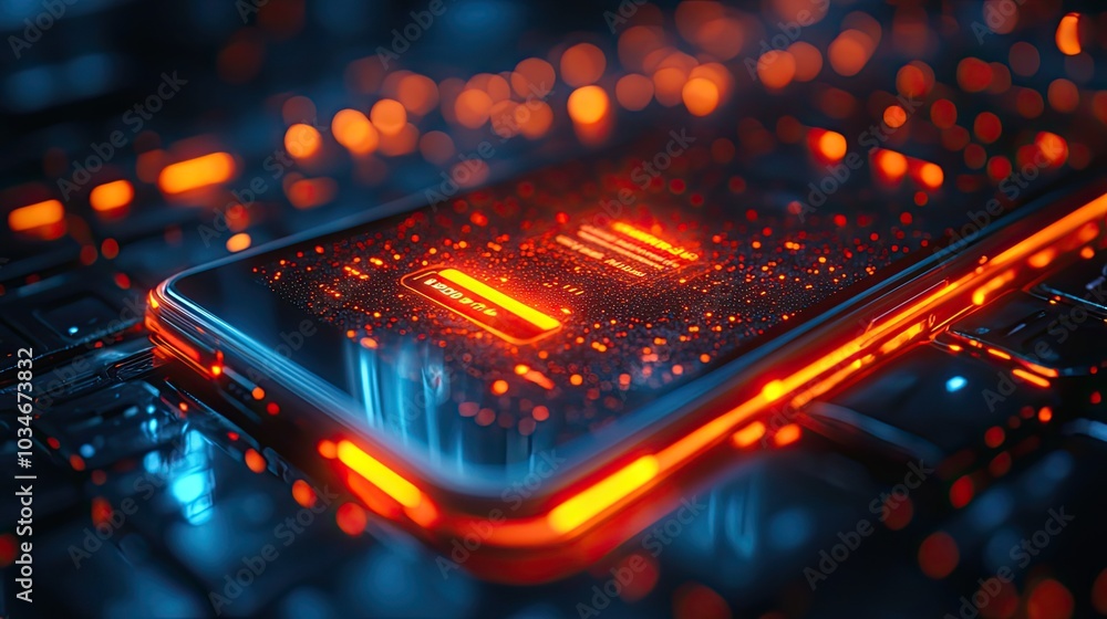Poster smartphone displaying login screen emphasizing the importance of digital security and user authentic