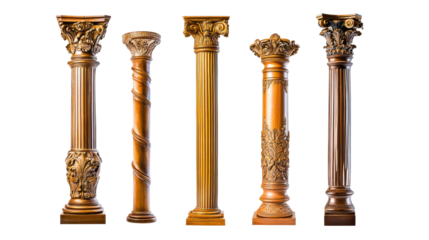 Set of Antique Columns Showcasing Intricate Designs and Craftsmanship Generative AI