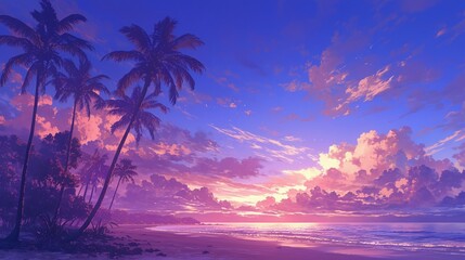 Obraz premium 夕暮れの魅惑的な海の風景1