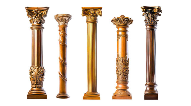 Set of Antique Columns Showcasing Intricate Designs and Craftsmanship Generative AI