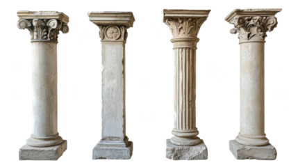 Antique Columns Collection Showcasing Various Architectural Styles Generative AI