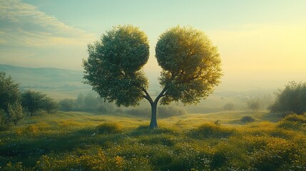 tree artistically shaped like human kidneys symbolizing health and wellness set against clear sky ideal for healthcare and wellness themes