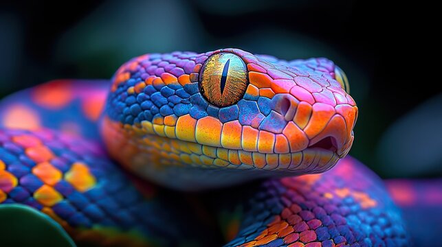 vibrant colorful snake symbolizing python programming language s flexibility and power.illustration