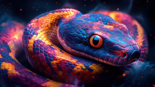 vibrant colorful snake symbolizing python programming language s flexibility and power