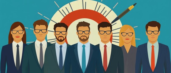 Dynamic graphic representing a Human Resources team conducting priority training sessions, emphasizing staff promotion and leadership development within an organization