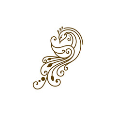 Fototapeta premium peacock icon with very beautiful tail, line style