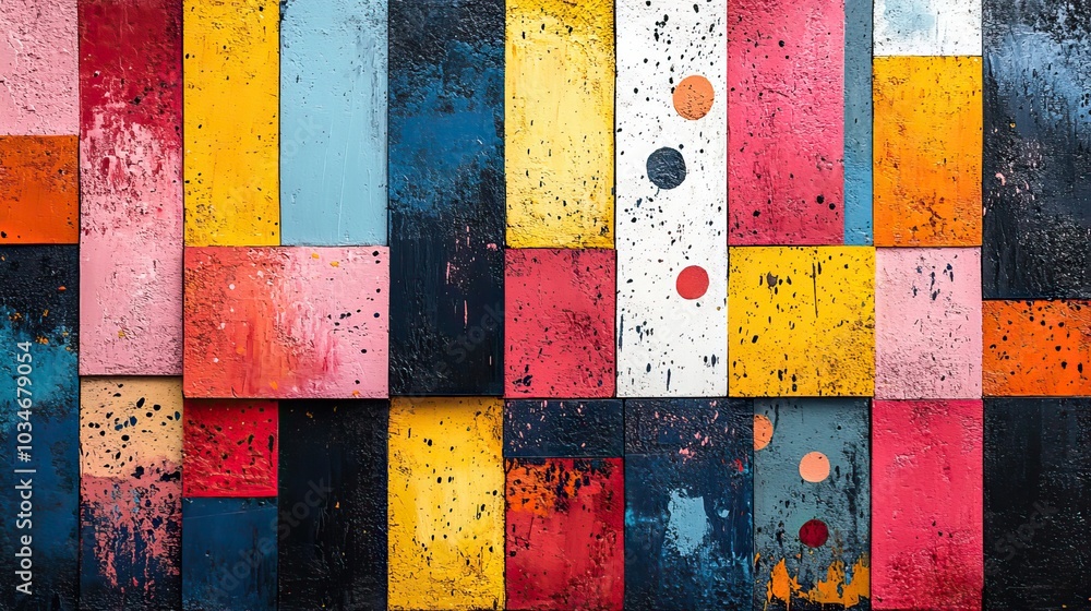 Poster vibrant high contrast art collage featuring an array of colorful elements seamlessly blended into dy