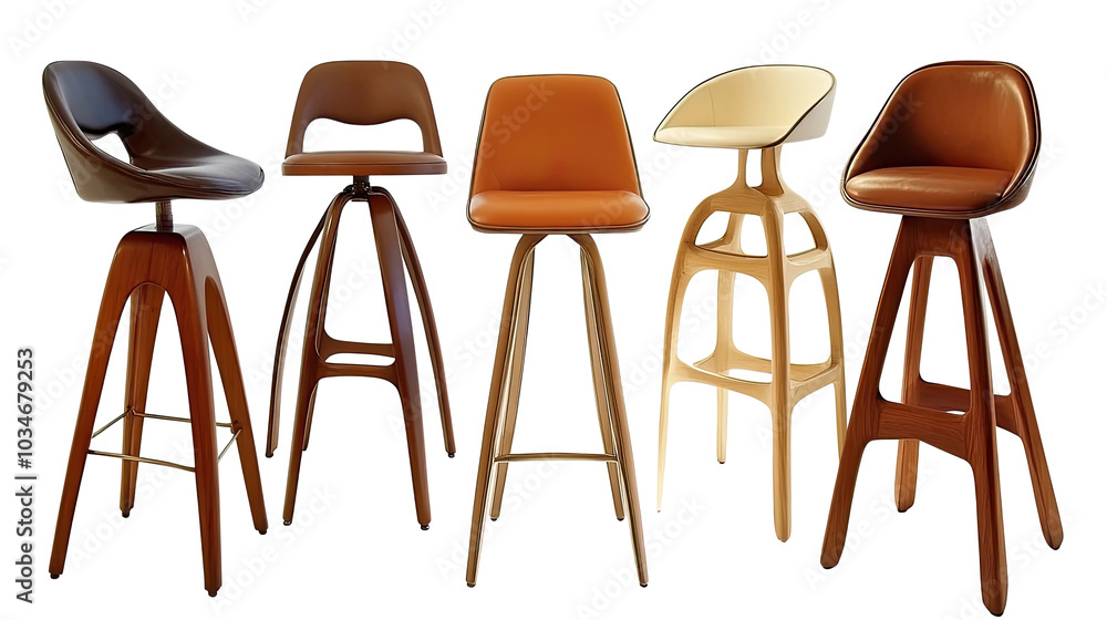 Poster stylish bar stools in various designs and colors generative ai