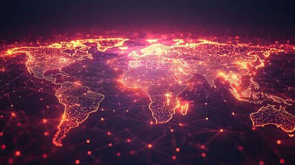 vibrantof global communication network showcasing interconnected digital nodes and pathways across the world symbolizing seamless digital connections and dat exchange.stock image