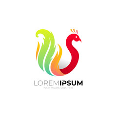 Abstract peacock logos, beautiful peacock tail icons