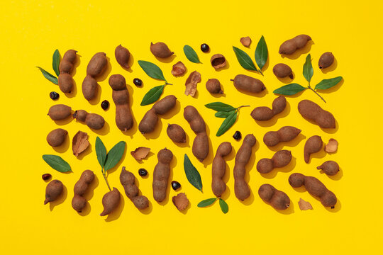 Tamarind, concept of delicious food, fresh tamarind fruit