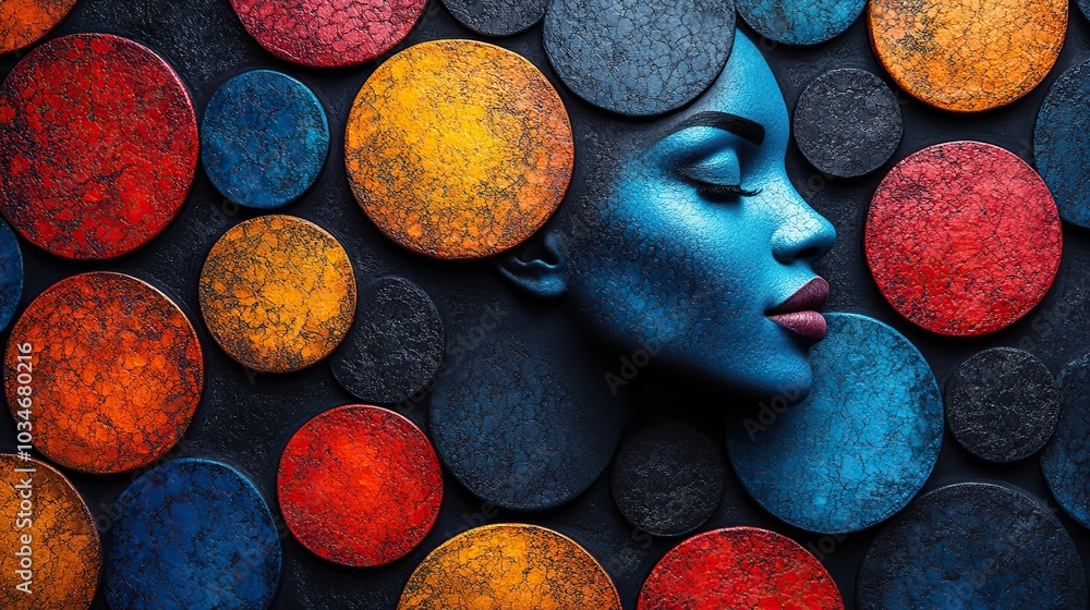 Poster vibrant representation of diversity and inclusion showcasing varied patterns within circles symboliz