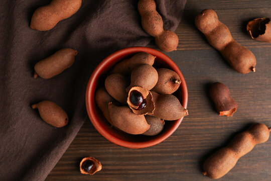 Tamarind fruit, concept of delicious food, fresh tamarind