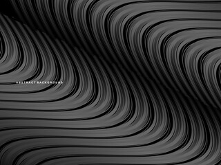 Abstract futuristic dark black background with modern wave design. Realistic 3d wallpaper with flowing lines. Perfect background for posters, websites, brochures, banners, apps, etc.