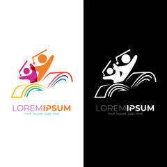Book logo and student design combination , line style