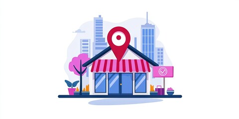 Obraz premium small business, GPS tracking concept, digital UX/UI, geolocation