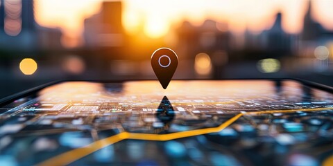 small business, GPS tracking concept, digital UX/UI, geolocation