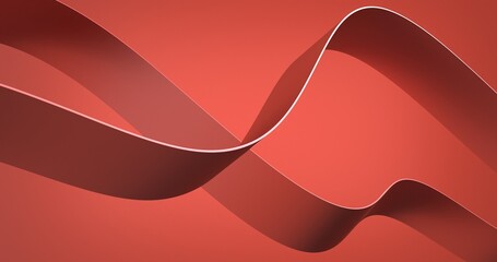 Red Minimalist Abstract Silk Wave Background 3D Illustration