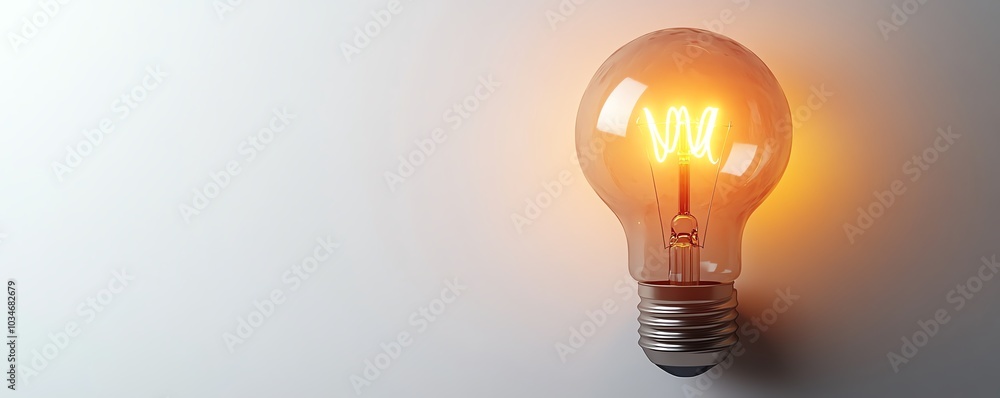 Leinwandbilder closeup 3d rendering of a light bulb with an illuminated filament spelling idea, placed on a pure wh