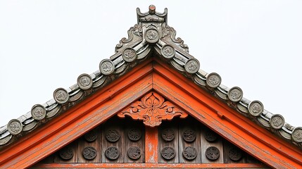 Ornate Japanese Temple Roof with Unique Carvings