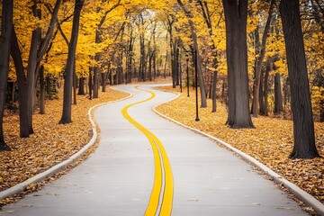 Winding Road Through Autumn Forest