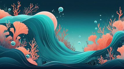 Obraz premium Tranquil Underwater Abstract Scene with Teal and Coral Flow