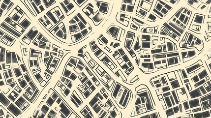 Obraz premium Line art illustration of a street map featuring black lines on grey paper Top view perspective Lineart illustration