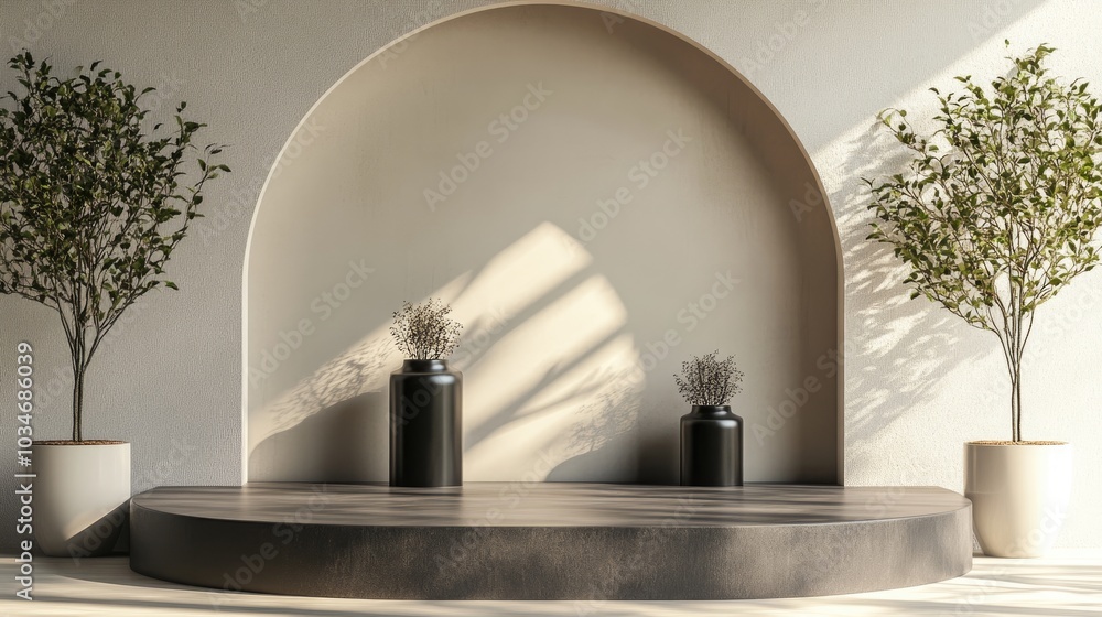 Aufkleber minimalist abstract podium for product presentation in 3d rendering