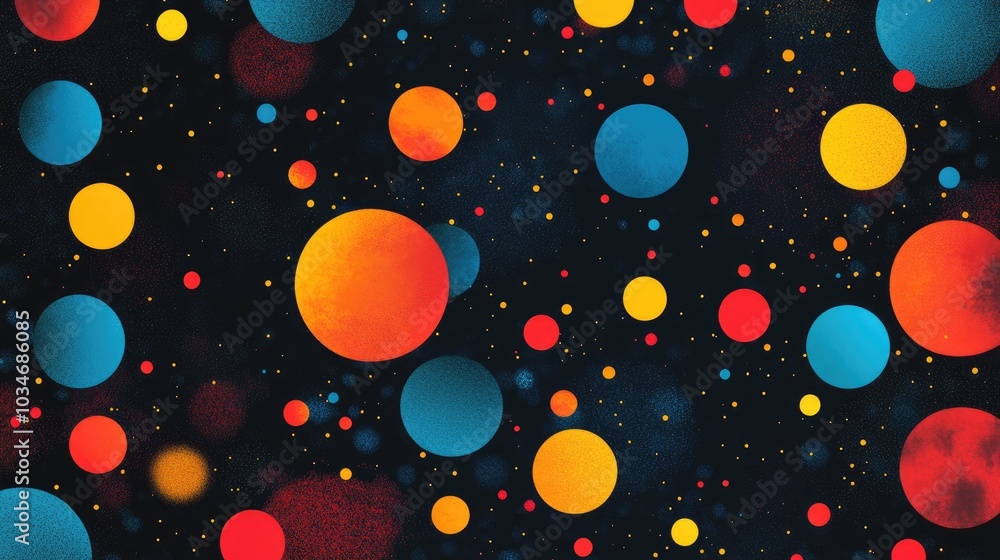Poster abstract backdrop featuring colorful circles and dots