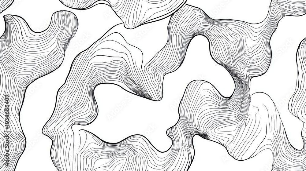 Poster abstract black line texture pattern on a white background for textile design