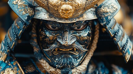 Obraz premium Ornate Samurai Helmet Close-Up Detail
