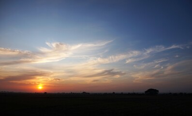 photo of a clear sky in the morning, and the sunrise and beautiful white clouds