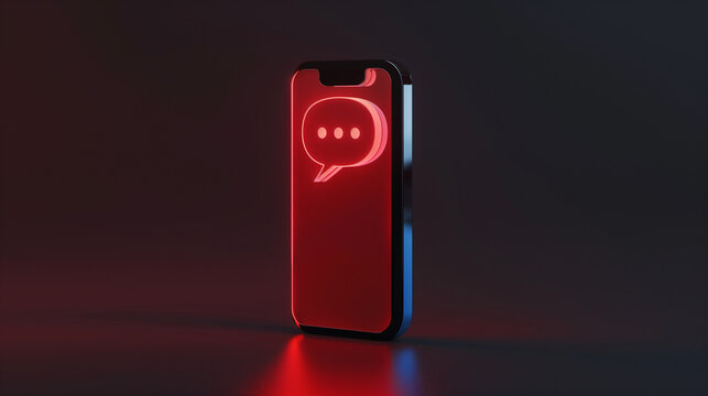 A 3D rendering of a chat speech bubble appearing on a smartphone screen, illustrating digital communication.

 - Powered by Adobe