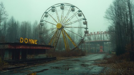 Abandoned Amusement Park Ferris Wheel