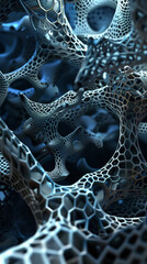 Fototapeta premium Highlighting the beauty of geometric forms, this view unveils complex structures that thrive in a microscopic environment filled with combination textures and shapes