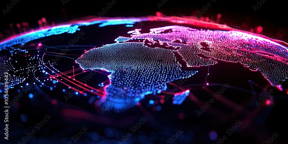Wall mural earth high-tech background with dynamic masterpiece of geospatial data