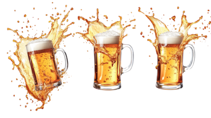 Beer Mugs Clinking Together With Splashes in a Joyful Celebration Generative AI